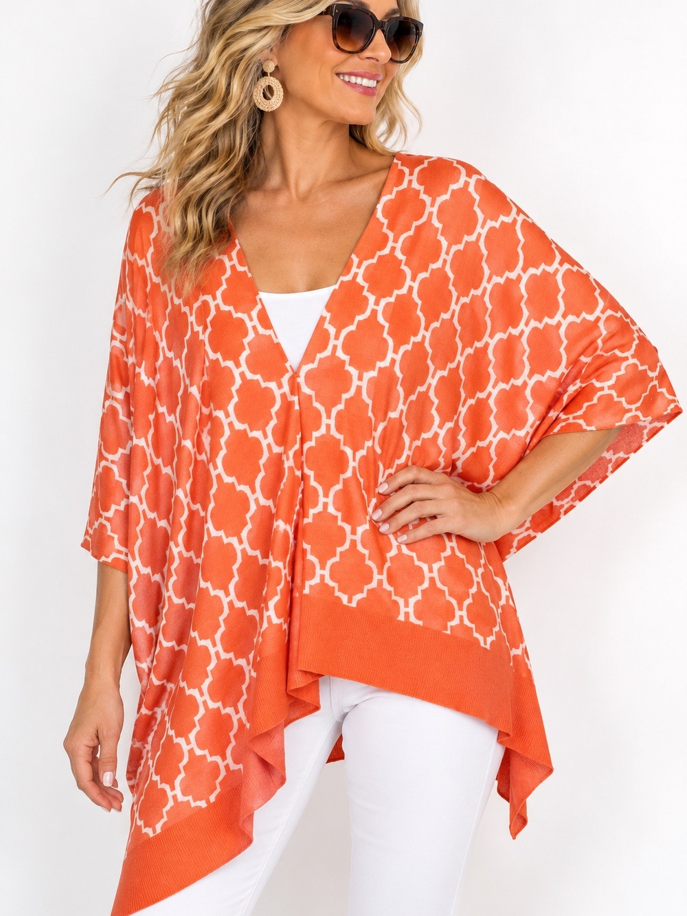 Scene Weaver Papillon Orange White Versatile Wrap Vibrant Cruise Resort Coastal